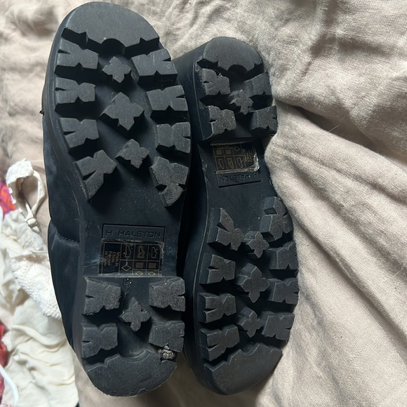 H by Halston Corinne Quilted Waterproof Nylon Combat Platform Boots in Black - Picture 2 of 3